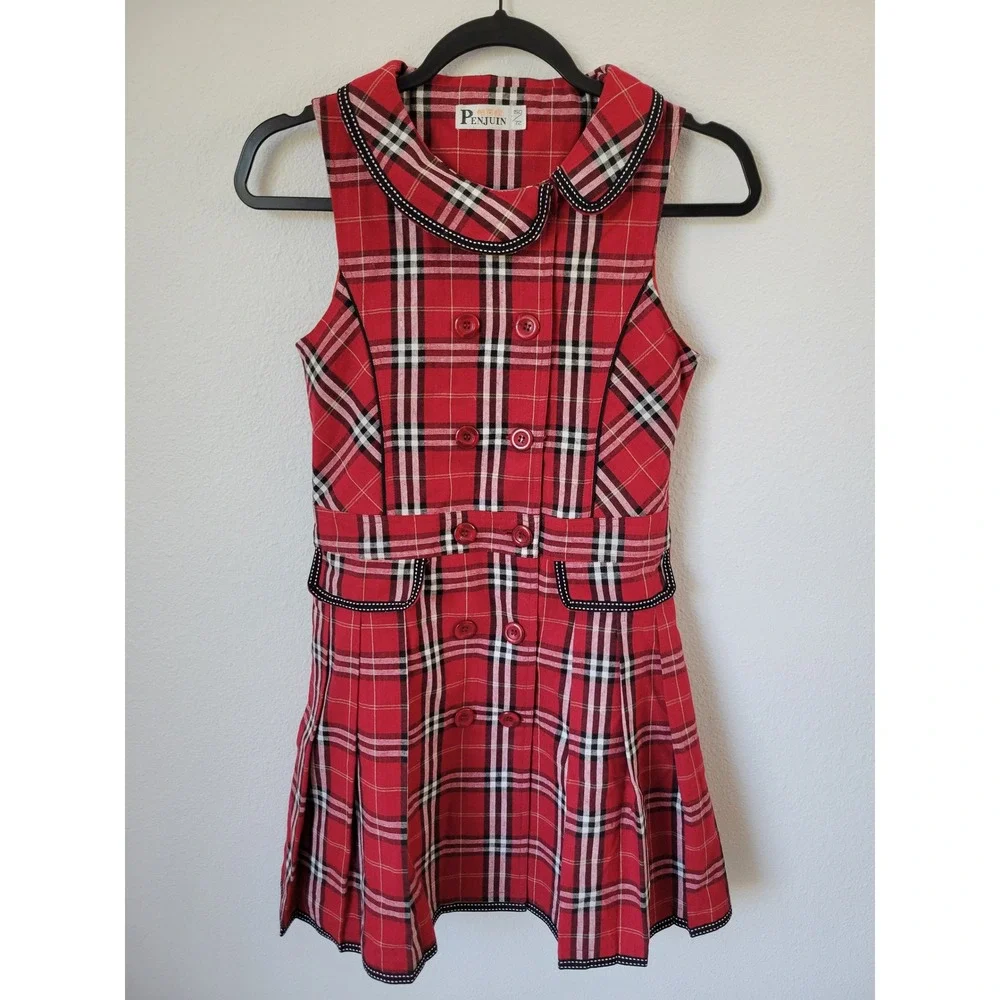 Penjuin Plaid Sleeveless Collared Dress‎ – Girls 150/72 (Approx L)